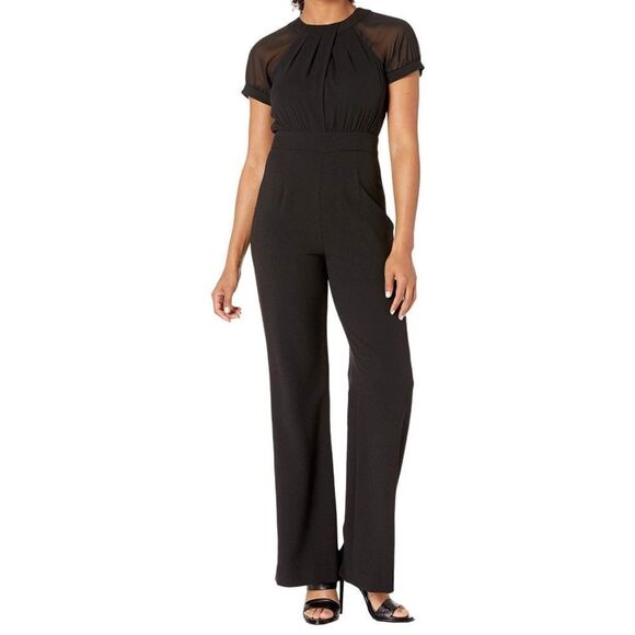 Vince Camuto Black Jumpsuit with Sheer Sleeves - Picture 1 of 6